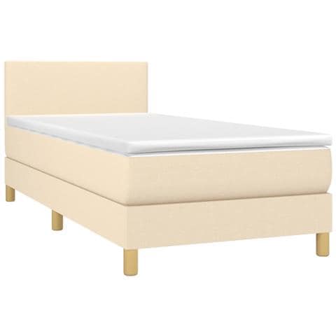 Letto A Molle Con Materasso E Led Crema 80x200 Cm In Tessuto - Foto 2