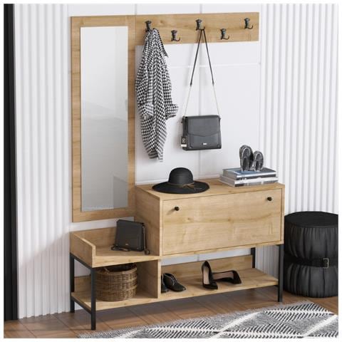 Mobile D'ingresso Con Appendiabiti E Scarpiera Dragor - Foto 2