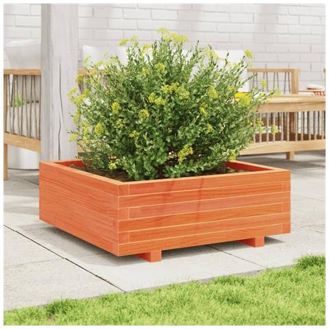 Fioriera Giardino Marrone Cera 70x70x26,5cm Legno Massello Pino - Foto 3