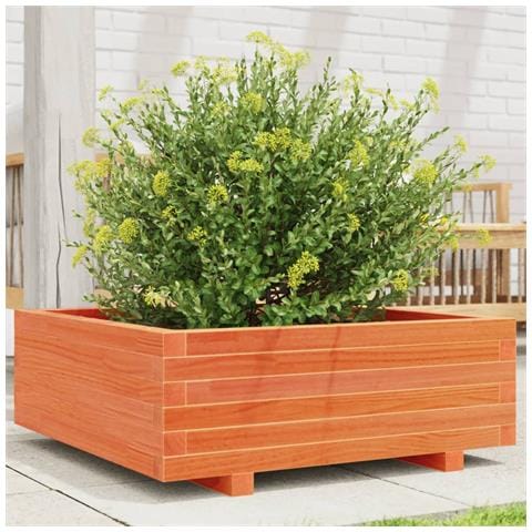 Fioriera Giardino Marrone Cera 70x70x26,5cm Legno Massello Pino - Foto 1
