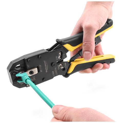 Crimpatrice universale con spellafili per spine modulari 10P (RJ50), 8P (RJ45), 6P (RJ12/11), 6P DEC o 4P - Foto 2