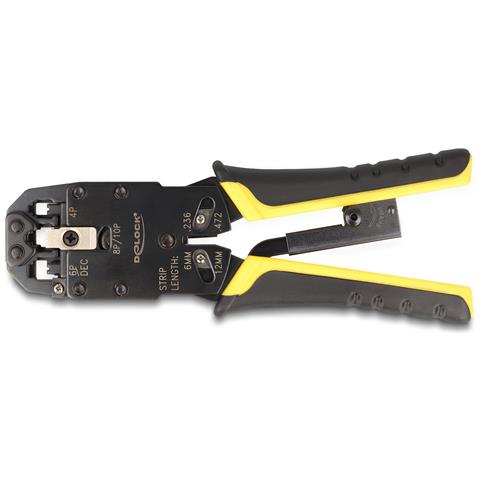 Crimpatrice universale con spellafili per spine modulari 10P (RJ50), 8P (RJ45), 6P (RJ12/11), 6P DEC o 4P - Foto 1