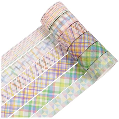 Set Di 12 Rotoli Di Nastro Adesivo Washi A Quadri E Righe Multicolor1 - Foto 2
