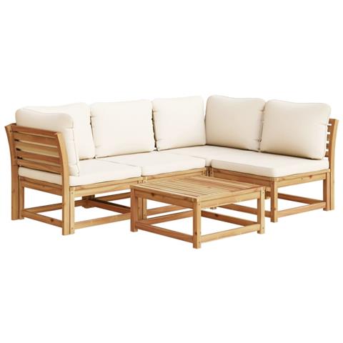 Set Salotto Da Giardino 5 Pz Con Cuscini Legno Massello Acacia - Foto 2