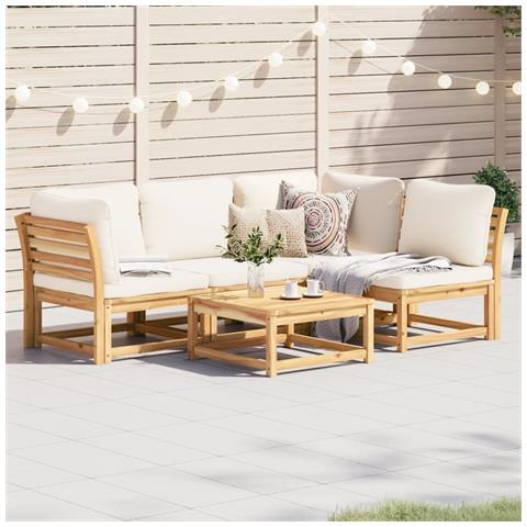 Set Salotto Da Giardino 5 Pz Con Cuscini Legno Massello Acacia - Foto 1
