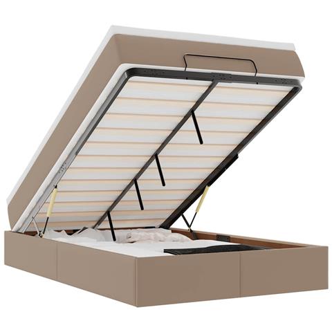 Struttura Letto Pouf Con Materasso 120x200 Cm Similpelle - Foto 2