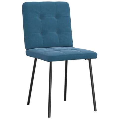 Sedie Da Pranzo 4 Pz Blu In Velluto - Foto 3