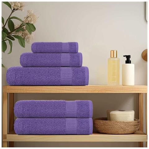 Asciugamani Da Bagno 10pz Viola 100x150cm 360g/m 100% Cotone - Foto 3