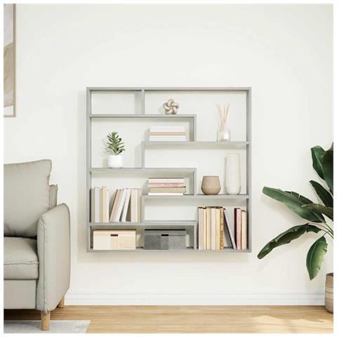 Mensola A Cubo Da Parete 7 Scomparti Truciolato Grigio Sonoma - Foto 3