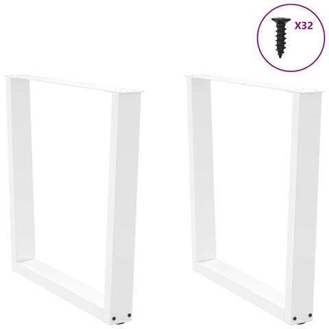 Gambe Per Tavolo Pranzo A V 2 Pz Bianco 90x(72-73,3)cm Acciaio - Foto 3