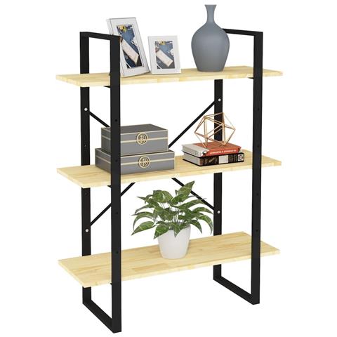 Libreria A 3 Ripiani 80x30x105 Cm In Legno Massello Di Pino - Foto 2