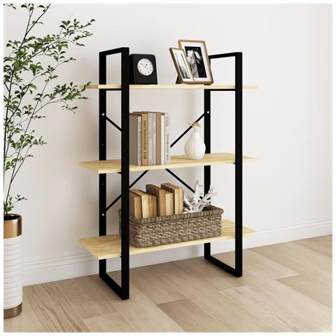 Libreria A 3 Ripiani 80x30x105 Cm In Legno Massello Di Pino - Foto 8