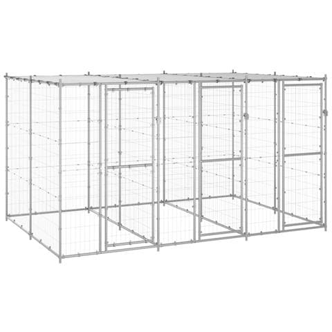 Gabbia Per Cani Da Esterno In Acciaio Zincato Con Tetto 7,26 M² - Foto 2
