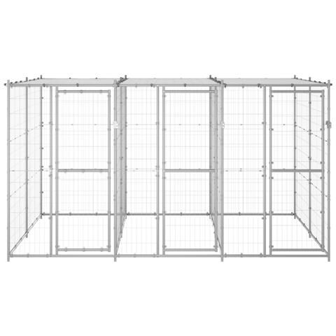 Gabbia Per Cani Da Esterno In Acciaio Zincato Con Tetto 7,26 M² - Foto 1