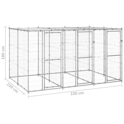 Gabbia Per Cani Da Esterno In Acciaio Zincato Con Tetto 7,26 M² - Foto 6