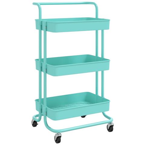 Carrello Da Cucina 3 Ripiani Turchese 42x35x85 Cm Ferro E Abs - Foto 1