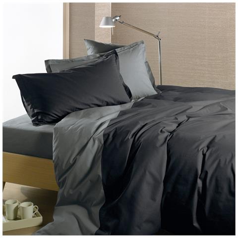 Completo Copripiumino Bicolor In Cotone Colore Grigio Misura Singolo - Foto 1