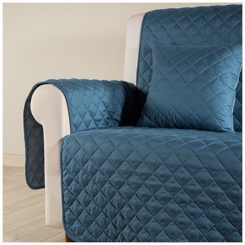 Copridivano Modern Modern Salvadivano In Microfibra Colore Blu Misura 4 Posti - Foto 2