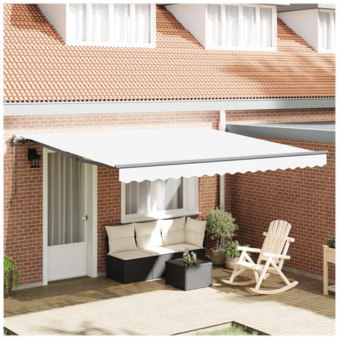 Tenda Retrattile Automatica  Bianca 400x300 cm, Tessuto di Ricambio per Tenda  per Struttura 4x3 m Bianca - Foto 2