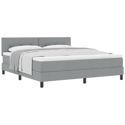 Letto a molle con materasso grigio chiaro 180x200 cm tessuto - Foto 1