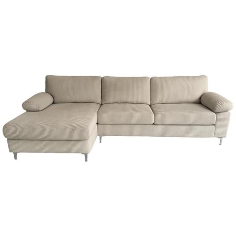 Galway Divano Angolare 4-5 Posti Chaise Longue Sinistra Velluto A Coste Beige - Foto 1
