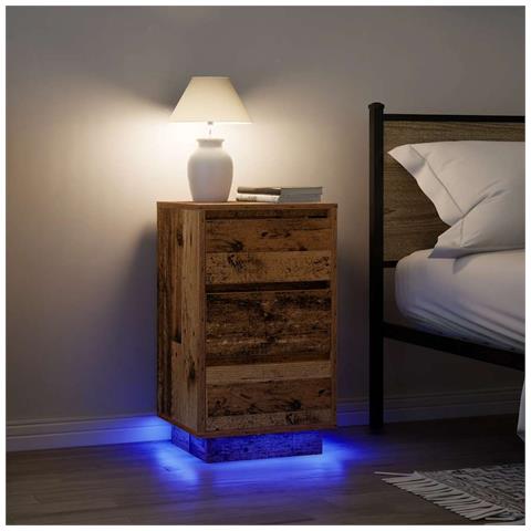 Comodino con Luci LED Legno Antico 38x34x65 cm - Foto 2