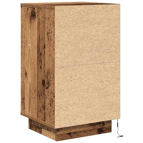 Comodino con Luci LED Legno Antico 38x34x65 cm - Foto 9