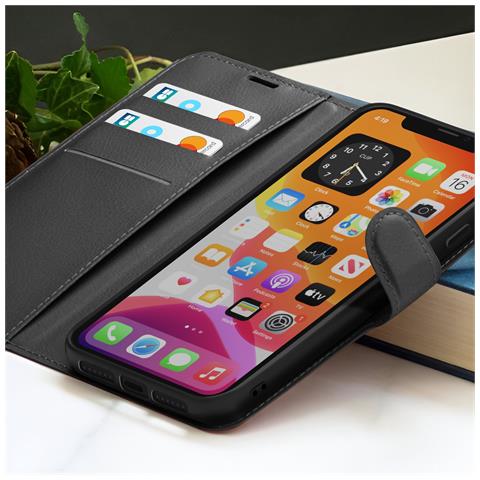 Custodia A Portafoglio Per Iphone 11 Pro Max Con Supporto E Linguetta Magnetica, Nero - Foto 5