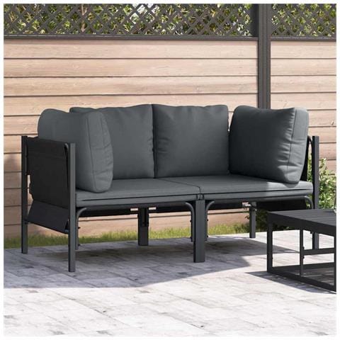 Mobili da Esterno con cuscino 2 pcs Antracite Acciaio - Foto 2
