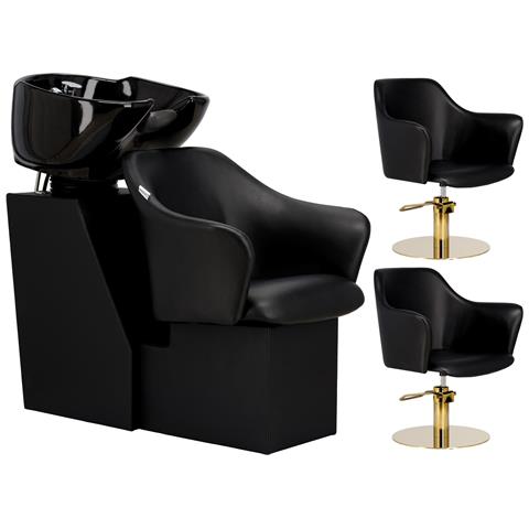 Avola Set Lavatesta Parrucchiere E 2 X Poltrona Parrucchiere Idraulica Girevole Per Salone Parrucchiere Lavandino Mobile Ciotola In Ceramica Rubinetteria Miscelatore Doccetta - Foto 1