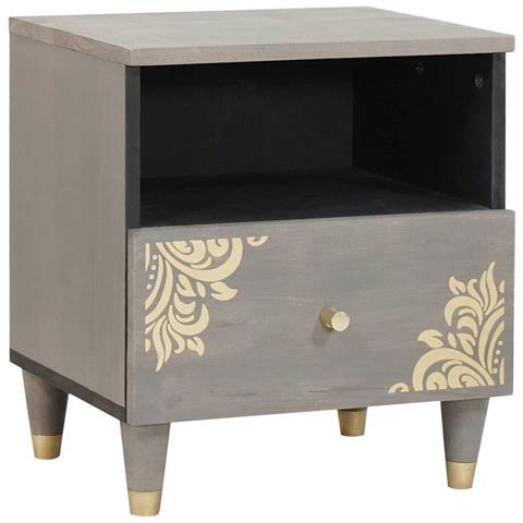 Armadio da Notte Grigio 40 x 33 x 46 cm legno massello di mango - Foto 1
