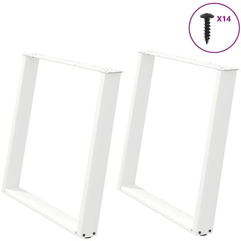 Gambe per tavolo da pranzo a forma di U 2 pz bianche 90x(72-73) cm in acciaio - Foto 1