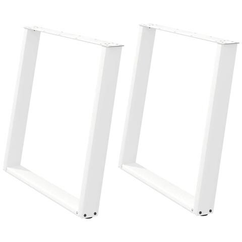 Gambe per tavolo da pranzo a forma di U 2 pz bianche 90x(72-73) cm in acciaio - Foto 2