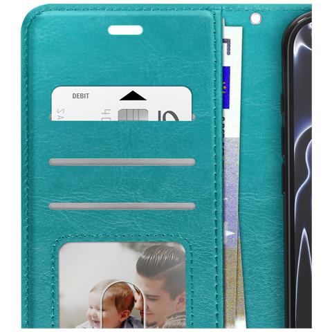 Custodia A Portafoglio Per Iphone 17 Pro Max Con Cinturino Da Polso E Funzione Stand, Blu Petrolio - Foto 2