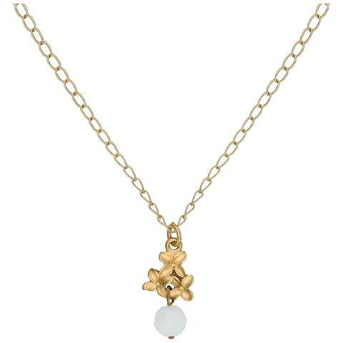 Girocollo In Catena D'oro Con Cristallo E Fiore Bianco - Foto 2