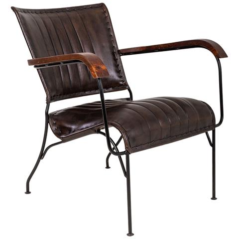 Poltrona In Metallo E Pelle Marrone 65x72x74 H - Foto 1