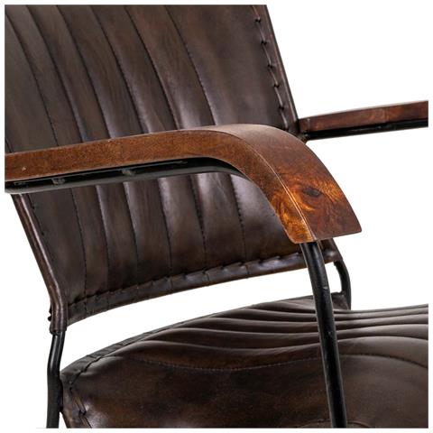 Poltrona In Metallo E Pelle Marrone 65x72x74 H - Foto 8