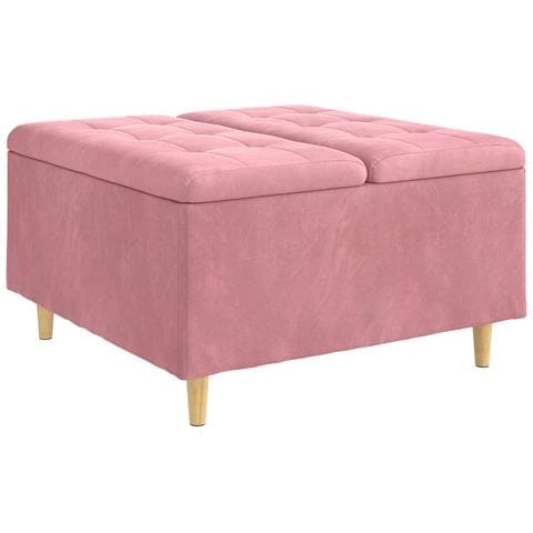Pouf contenitore con cuscino Rosa 80 x 80 x 45 cm Velluto - Foto 1