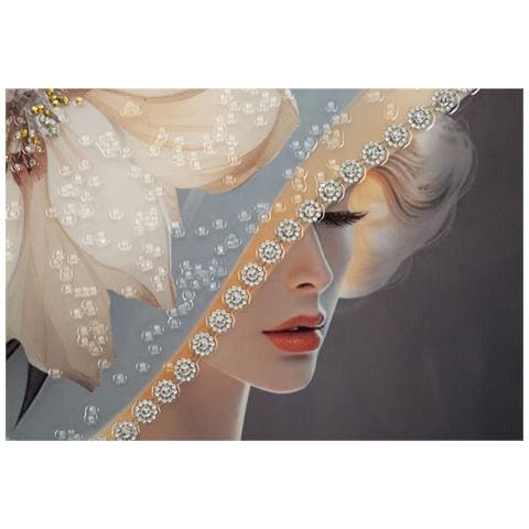 Stampa Su Tela Donna Con Fiore-multicolore-legno-62x4x92 Cm - Foto 2