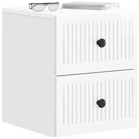Mobiletto da notte a muro 2 pcs Bianco Lucido 33 x 34,5 x 40 cm - Foto 2