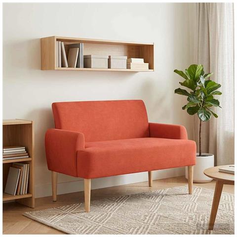 Loveseat con bottoni imbottiti Rosso Arancio 116 x 67 x 81 cm - Foto 2