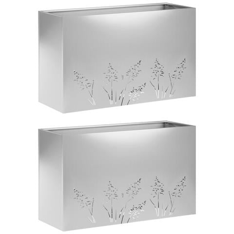 Vaso da giardino 2 pz Argento 80 x 20 x 49 cm Acciaio zincato - Foto 1