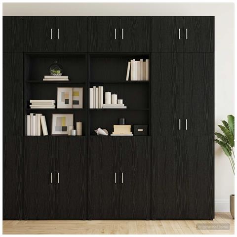 Armadio per la conservazione con ripiani Rovere Nero - Foto 2