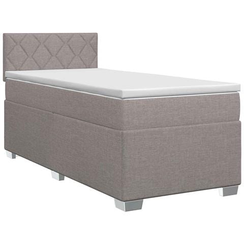 Letto box spring con materasso Tortora 90 x 200 cm Tessuto - Foto 1