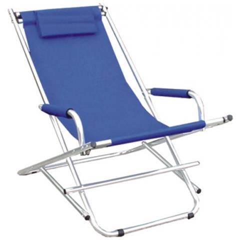 Sdraio in Alluminio con Braccioli e Poggiatesta Telo in Poliestere - Foto 3