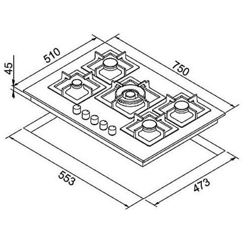 Piano Cottura PGSP75151CS a Gas 5 Fuochi Gas Colore Avena - Foto 2