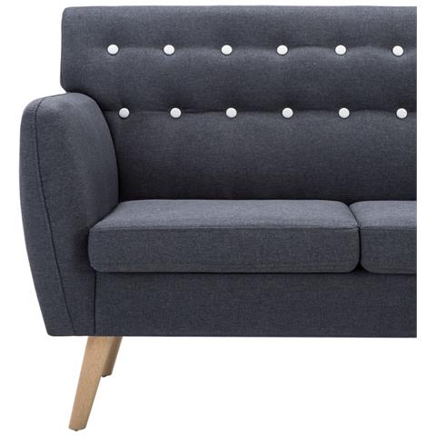 Divano A 3 Posti Imbottito In Stoffa 172x70x82cm Grigio Scuro - Foto 2