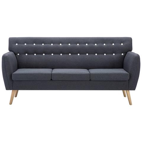 Divano A 3 Posti Imbottito In Stoffa 172x70x82cm Grigio Scuro - Foto 7