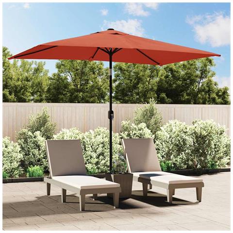 Ombrellone Con Palo In Metallo 300x200 Cm Terracotta - Foto 2