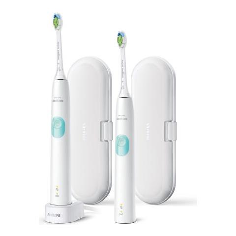 Philips Sonicare Protectiveclean Spazzolini Elettrici Sonici, Con Custodia Da Viaggio, Confezione Da 2 Spazzolini Bianch - Foto 2
